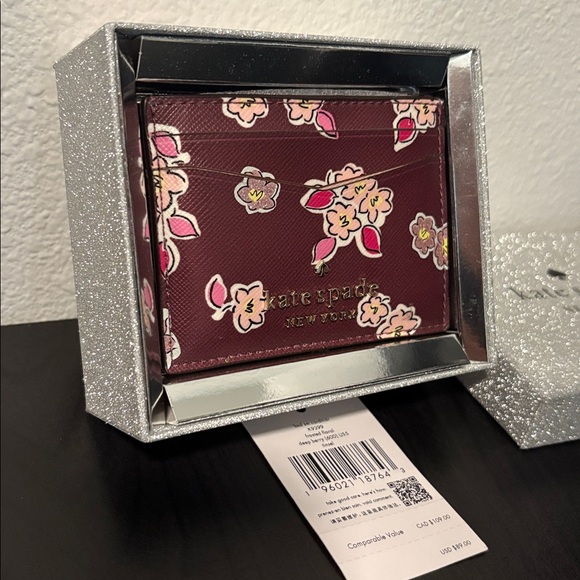 NIB KATE SPADE Small Floral Printed Cardholder Wallet In Frosted Floral - Picture 2 of 5